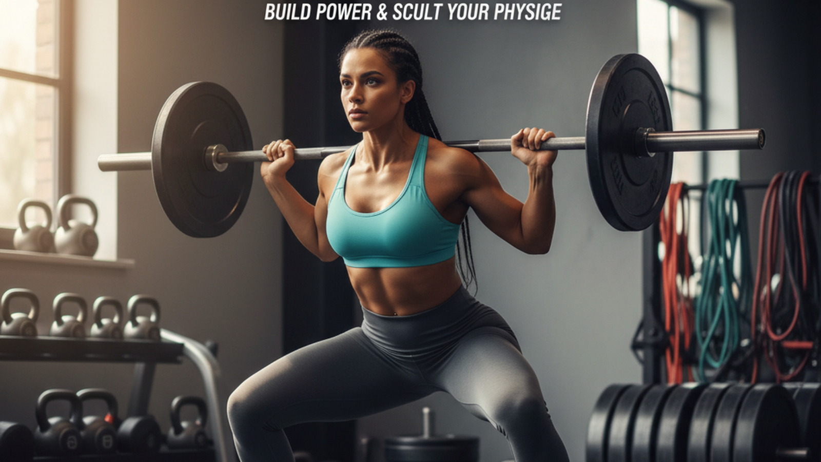 Athletic woman performing barbell hip thrust in gym, emphasizing hip strength and glute muscles.