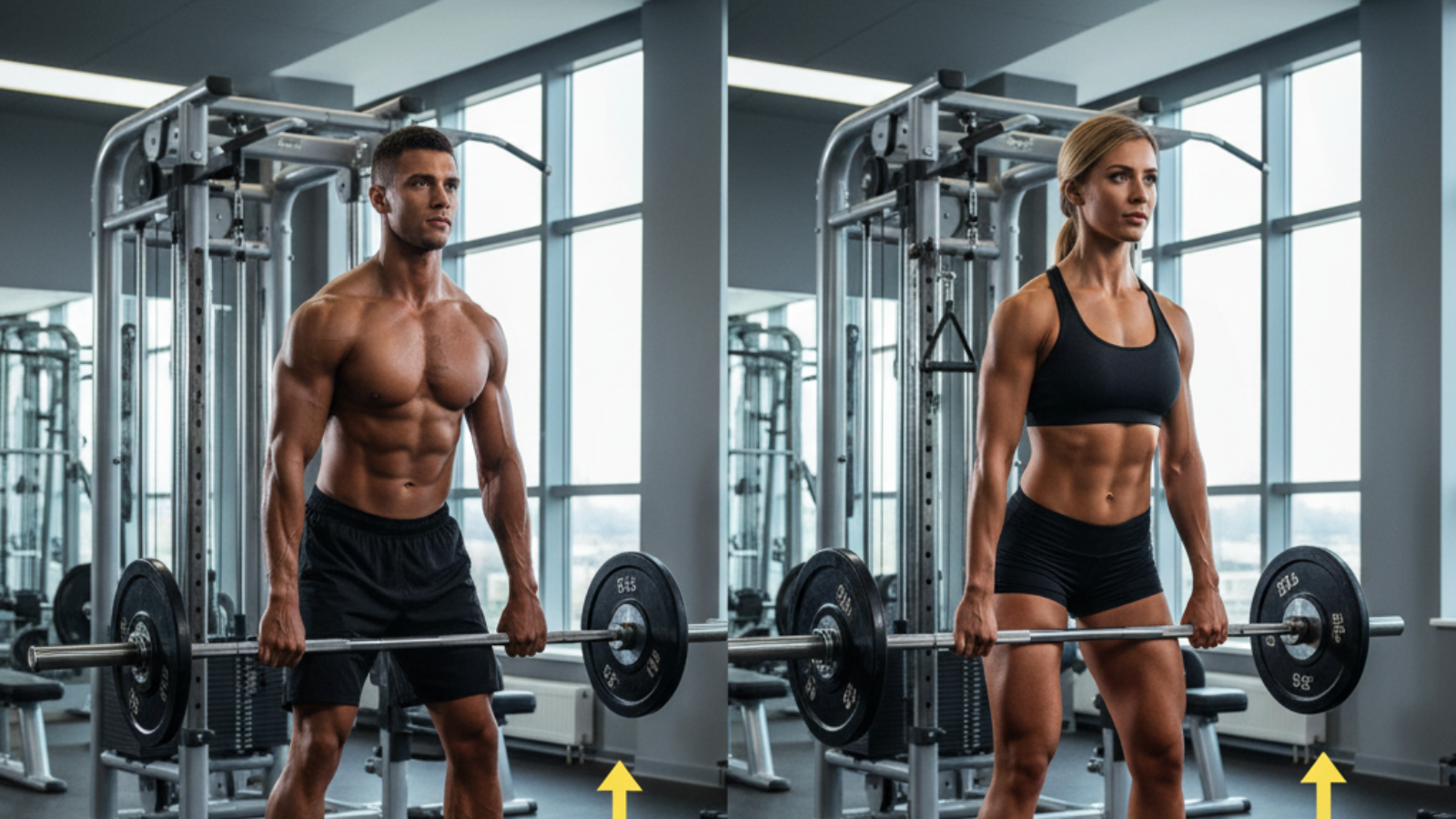 Two athletes demo stiff leg deadlift vs RDL form, highlighting key differences in hamstring training.